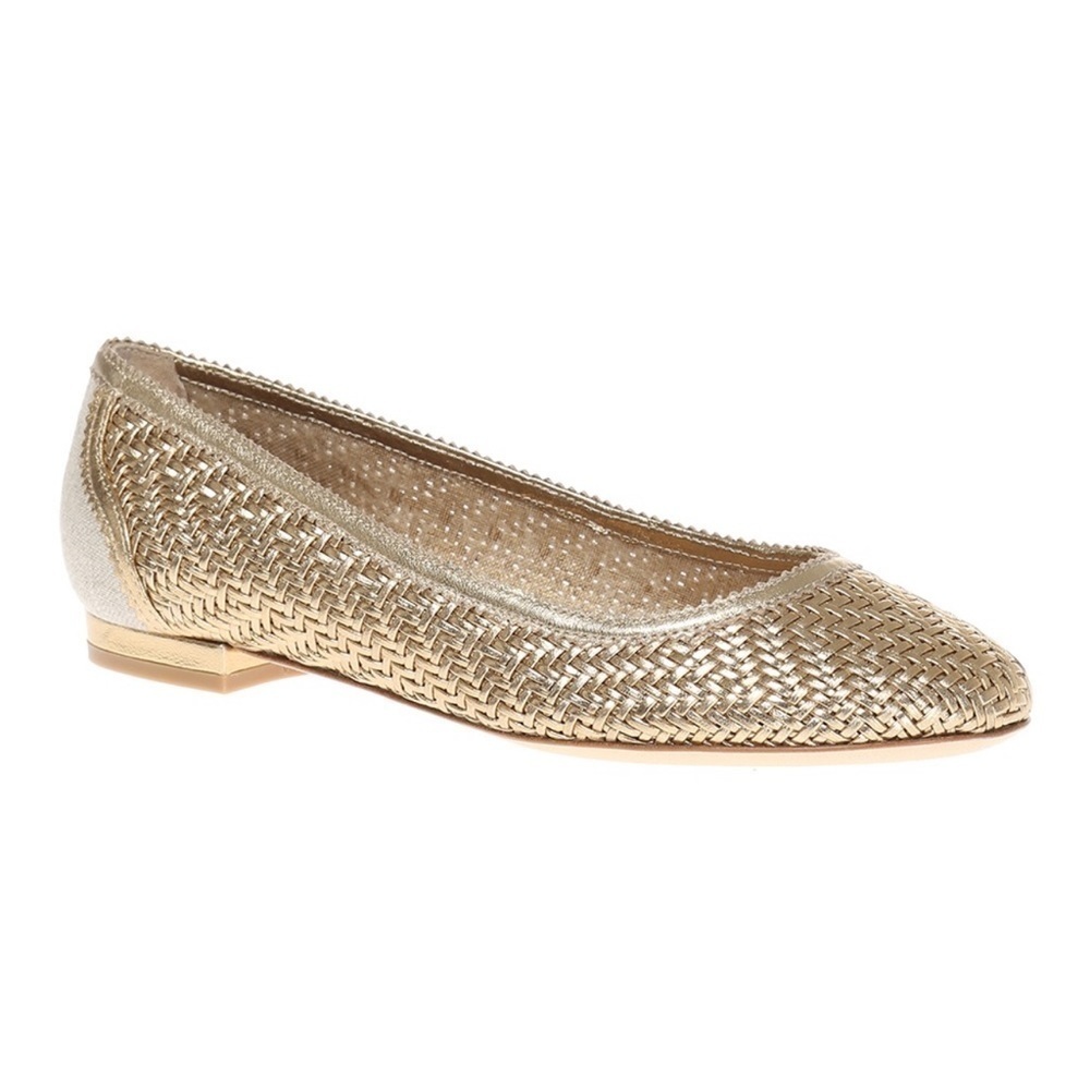 'ERACLA' WOVEN BALLET FLATS in gold